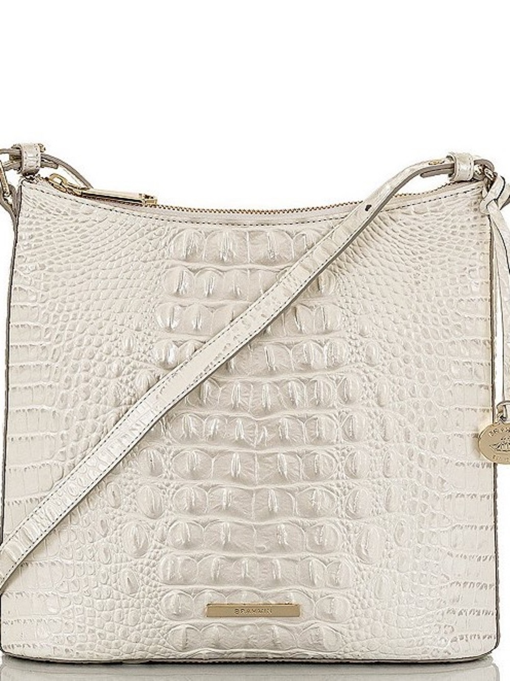 Brahmin Katie Crossbody White Croc Embossed Leather EXCELLENT Condition